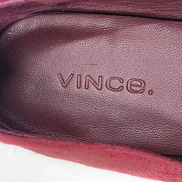 VINCE Very Soft Suede Slip On Loafers Shoes Burgundy - Picture 6 of 7